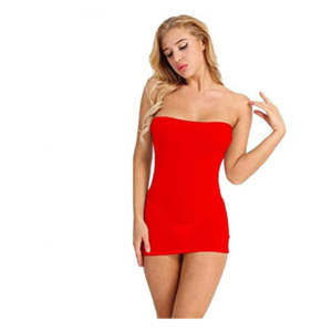 Women's Net Floral Midi Babydoll Nightwear With G String Panty Free Size Red Color