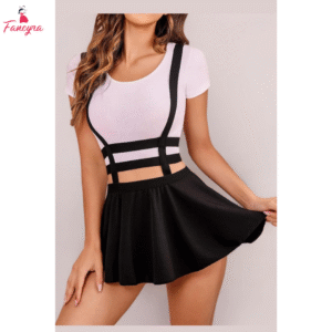 Women Satin Ultrasoft Babydoll Lingerie Bodysuit Swimwear Mini Chemise Skirt Nightdress Black Color