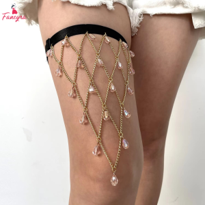 Women Gold Plated Elastic Bandage Thigh Chain