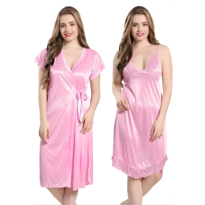 Women Satin Two Piece Nighty Set Stylish Fancy Sleepwear NightDress