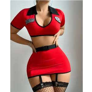 Women Costume Roleplay Crop Top and Mini Skirt Nightwear Lingerie