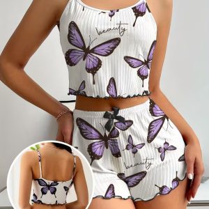 Women Pajama Set Cute 2 Piece Sleepwear Cami Top & Shorts